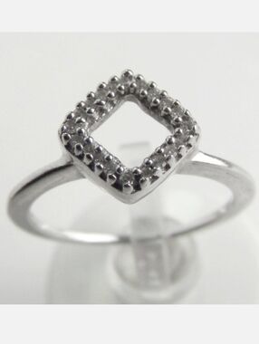 Natural DIAMOND Sterling Silver Stackable Ring 6